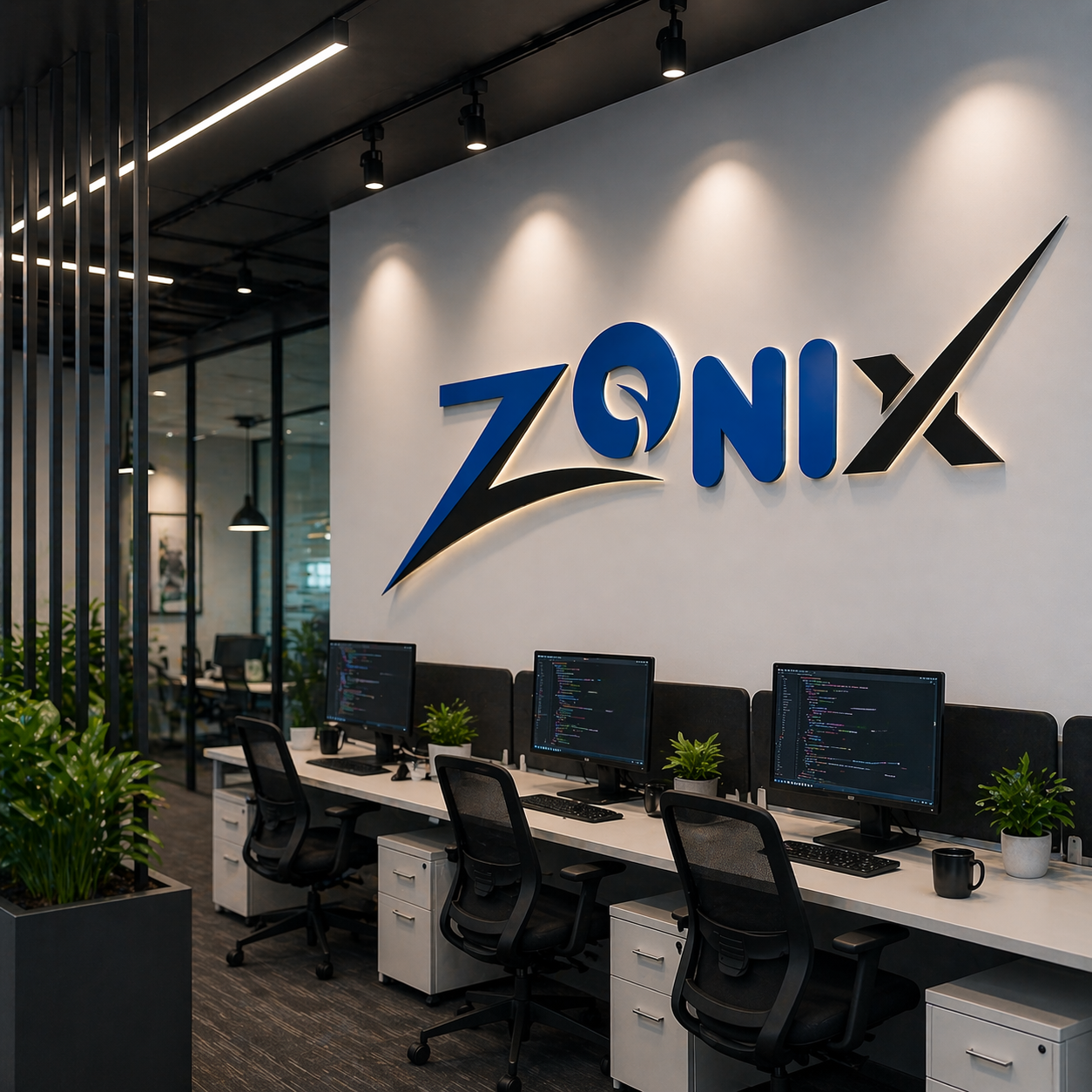 ZONIX team discussing project strategy